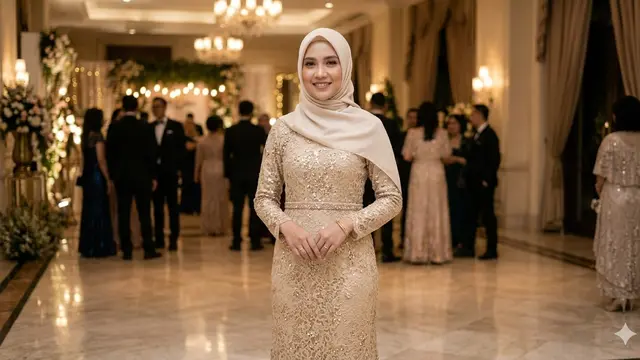Model Gamis Brokat Full Payet Terbaru (Foto: Gemini AI)