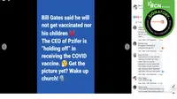 Tidak benar Bill Gates dan CEO Pfizer Menolak Disuntik Vaksin Covid-19. (Facebook)