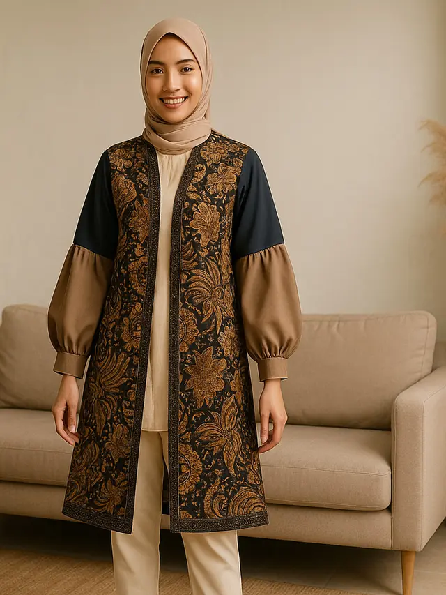 7 Koleksi Batik Kardigan dan Tunik dengan Detail Motif Unik, Cocok untuk Hijaber