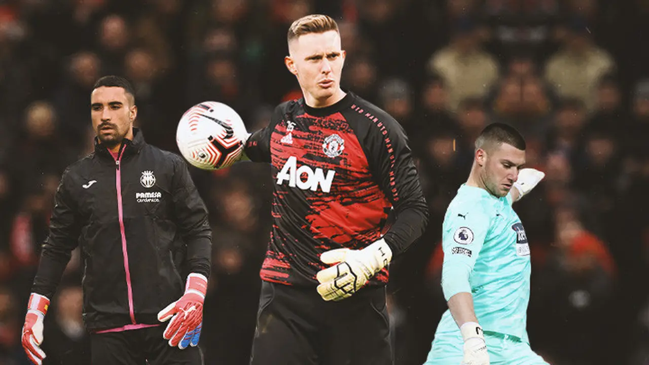 Ilustrasi - Dean Henderson diapit Sergio Asenjo dan Sam Johnstone