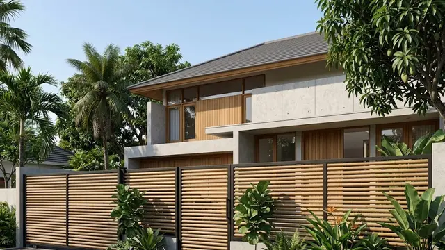Pagar Bambu Horizontal untuk Kesan Rumah Lebih Lebar