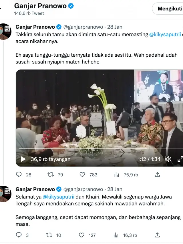 Cuitan Ganjar Pranowo. (Foto: Dok. Twitter @ganjarpranowo)