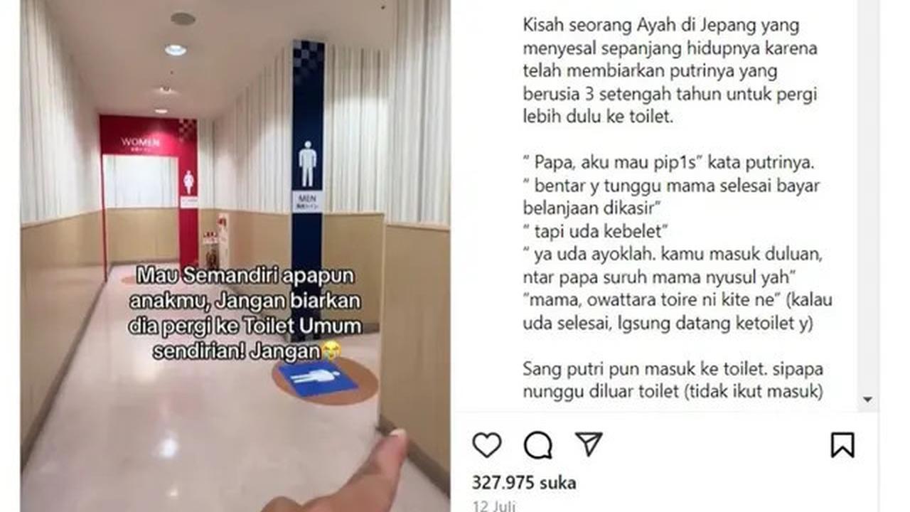 Viral Imbauan Jangan Biarkan Anak ke Toilet Sendirian, Warganet Merinding Sekaligus Waspada
