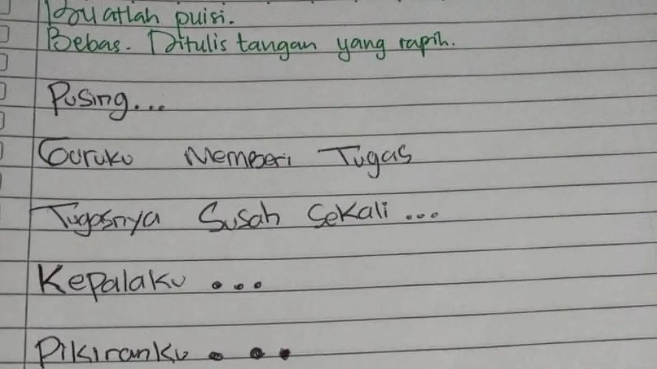 Puisi kocak buatan anak SD bikin kalian ngakak (foto: Instagram/@awreceh.id/brilio)