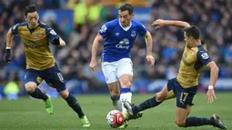 Lighton Baines merupakan salah satu pemain yang diidolakan di Godisen Park saat membela Everton. Gol yang pernah ia koleksi berjumlah 32 gol dari 420 penampilannya di Liga Inggris bersama Everton dan Wigan Athletic. (Foto: AFP/Paul Ellis)