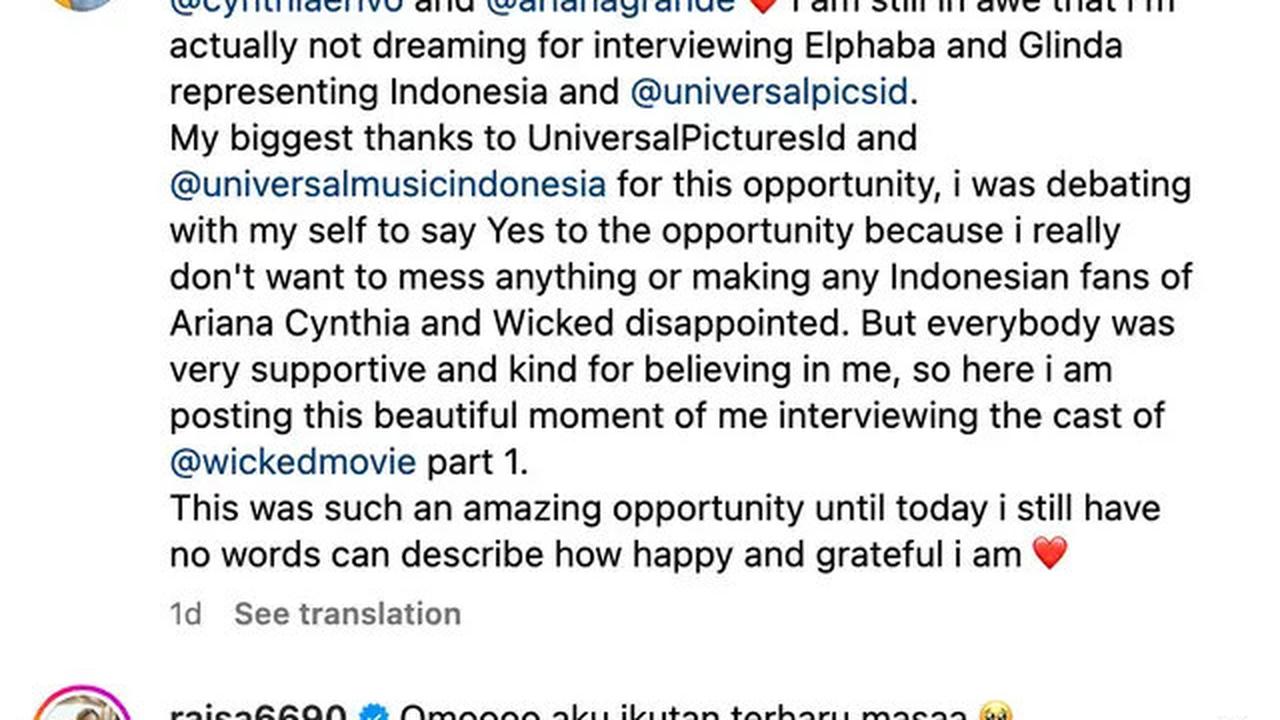 Ariana Grande Merasa Terhormat Dapat Hadiah Kipas Batik dari Marion Jola, Cynthia Erivo Kagumi Syal
