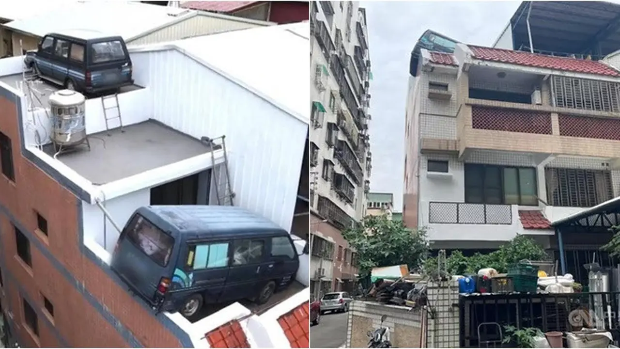 Viral Dua Mobil Sengaja Diparkir di Atap Rumah, Netizen Bingung Cara Naiknya