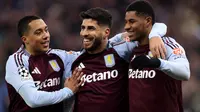 Marcus Rashford dalam pertandingan leg kedua babak 16 besar Liga Champions melawan Club Brugge di Villa Park, Kamis dini hari WIB (13-3-2025). (Bola.com/avfc.co.uk)