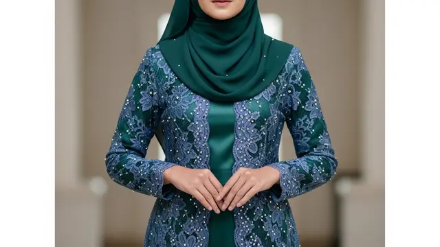 Model Gamis Brokat Arabic Style dengan Sentuhan Glamor