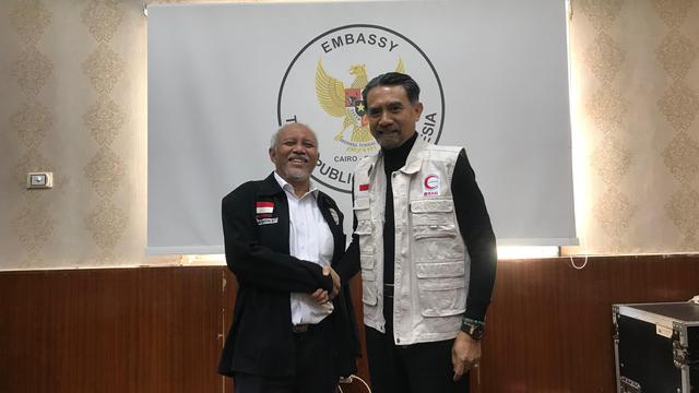 Delegasi Bulan Sabit Merah Indonesia (BSMI) saat mengunjungi kantor Kedutaan Besar Republik Indonesia (KBRI).