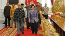 Para Dewan Pengarah Badan Pembinaan Ideologi Pancasila (BPIP) tiba untuk menemui Presiden Joko Widodo di Istana Merdeka, Jakarta, Kamis (9/5/2019). Dalam pertemuan tersebut hadir Ketua Dewan Pengarah BPIP yang juga mantan Presiden kelima Megawati Soekarnoputri. (Liputan6.com/Angga Yuniar)