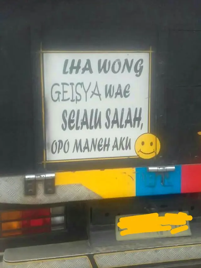 Tulisan Lucu Bahasa Jawa di Truk Ini Bikin Senyum Senyum