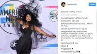 Diana Ross menggunakan dress strapless hitam dan topi besar di kepalanya dalam American Music Awards 2017 (Instagram/@dianaross)