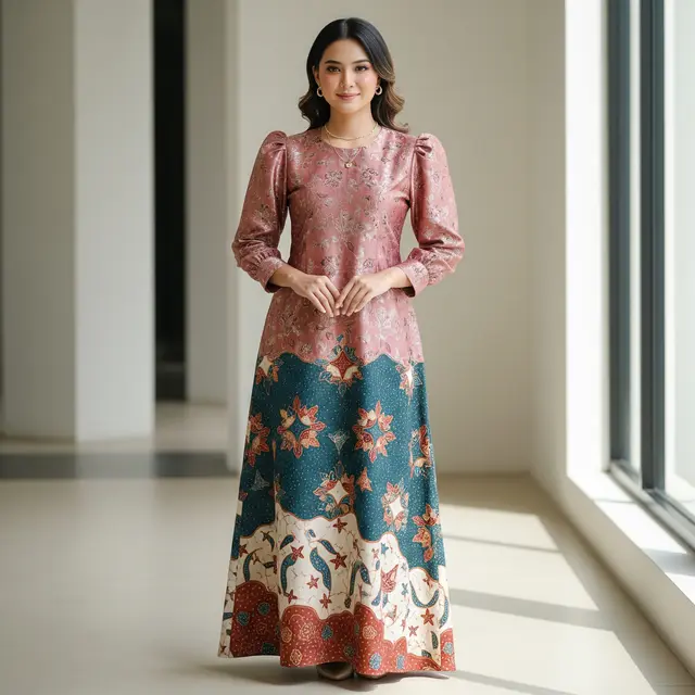 Gamis Batik Brokat 2026 yang Tidak Terlihat Tua (Image by Gemini AI)