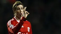 Striker Liverpool, Fernando Torres, saat melawan Real Madrid pada laga Liga Champions di Stadion Anfield, Liverpool, Selasa (10/3/2009). (AFP/Paul Ellis)