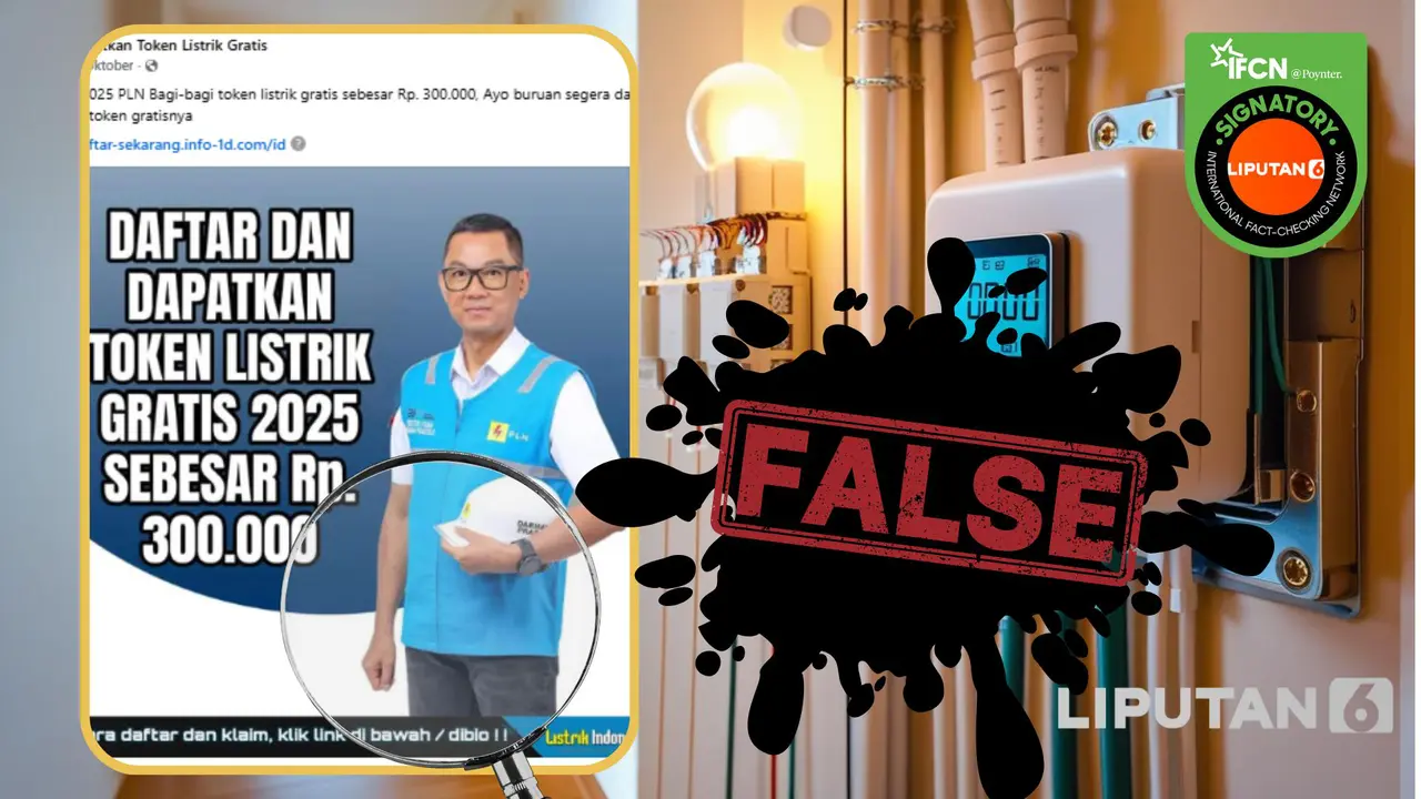 Tangkapan layar klaim link pendaftaran token listrik gratis Rp 300 ribu periode 2025 dari PLN