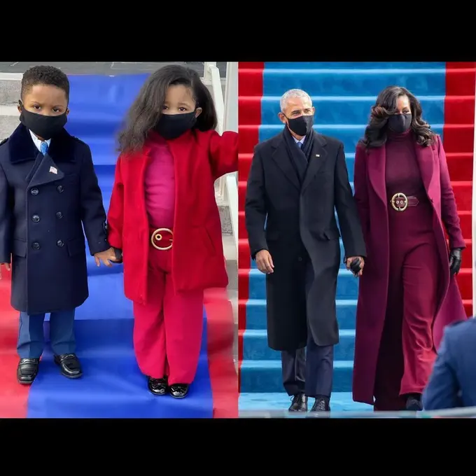 Menggemaskan! Pasangan Bocah Ini Tiru Gaya Busana Barack dan Michelle Obama di Inagurasi Presiden AS