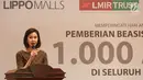 Executive Committe Yayasan Pendidikan Pelita Harapan (YPPH) Stephanie Riady memberikan sambutan pada acara pemberian beasiswa pendidikan 1000 Anak Indonesia di Jakarta, Selasa (6/8/2019). Beasiswa diberikan kepada anak-anak di Sumatera, Sulawesi, NTT dan Papua. (Liputan6.com/Fery Pradolo)