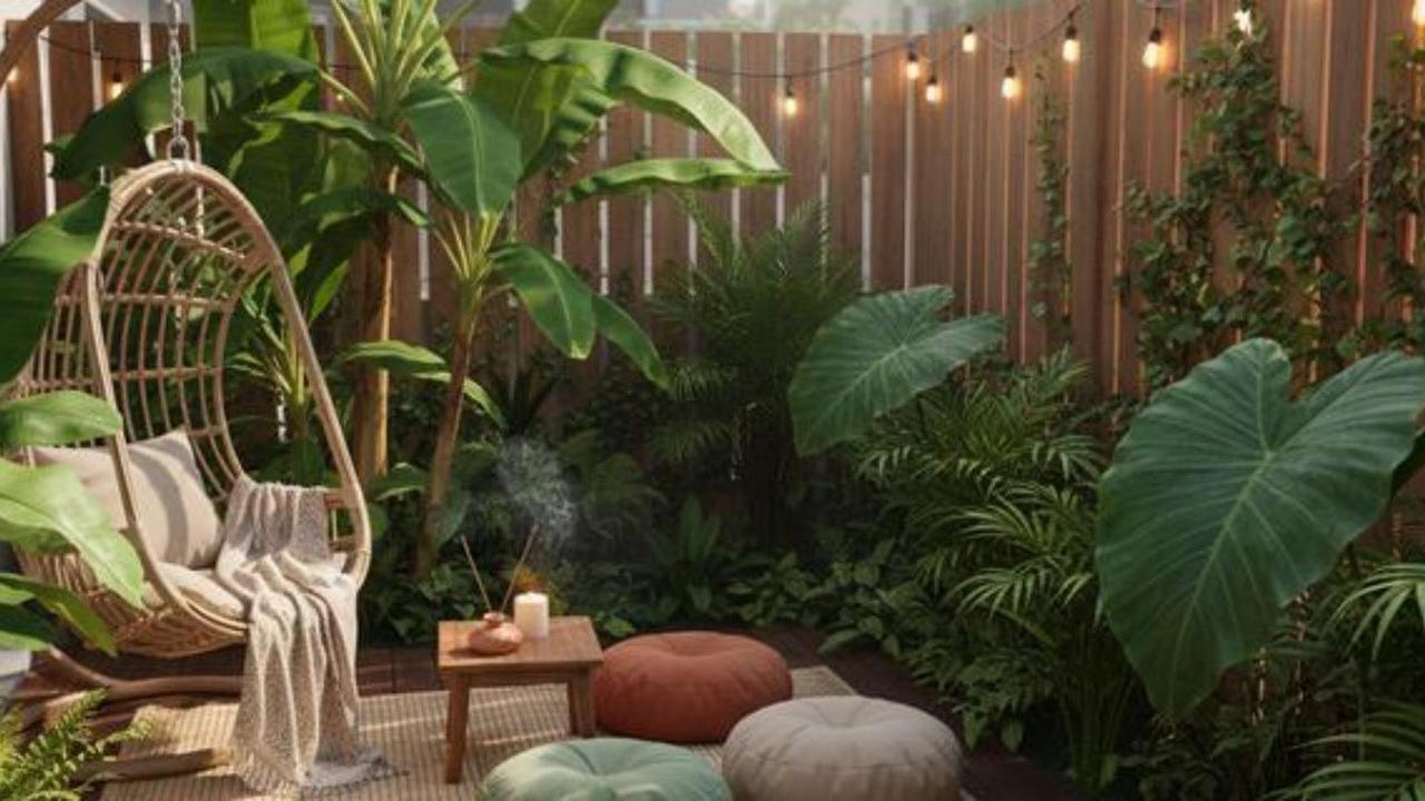 Model Halaman Belakang Rumah Kecil yang Nyaman untuk Yoga dan Relaksasi Harian