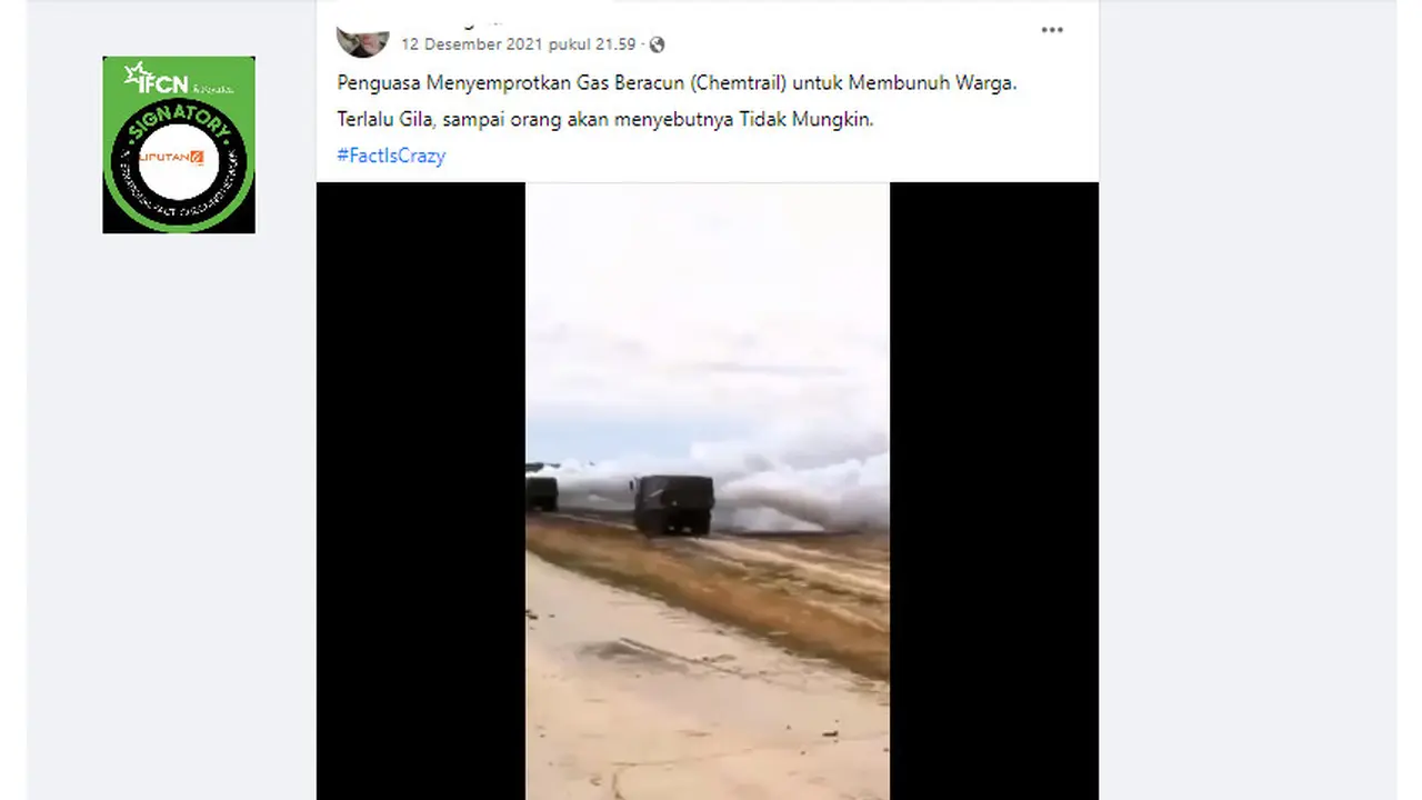 Cek Fakta Liputan6.com menelusuri klaim video penyemprotan racun udara