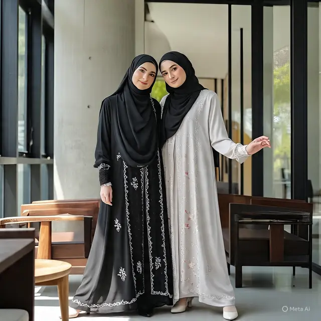 Ilustrasi gamis couple (Created by AI)