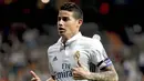 Pemain Real Madrid, James Rodriguez berada pada urutan ketiga dengan total 3 gol pada ajang Copa Del Rey 2016-2017. (EPA/JuanJo Martin)