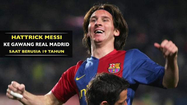 Video Lionel Messi saat pertama kali mencetak hattrick bersama Barcelona yang terjadi pada laga melawan Real Madrid, 10 Maret 2007 silam.