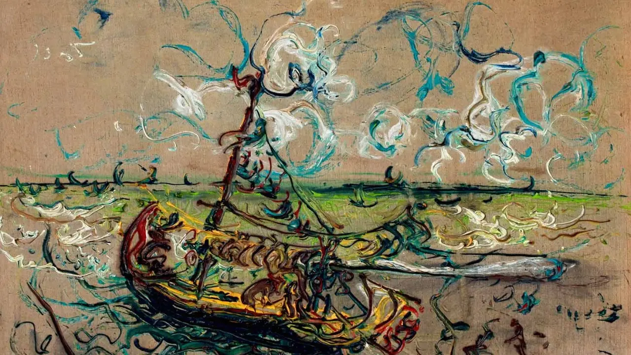 Perahu Jukung (1975) karya Affandi ikut dilelang. (Istimewa)