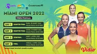 Jadwal dan Live Streaming WTA 1000 Miami Open 2022, 31-3 April 2022 di Vidio