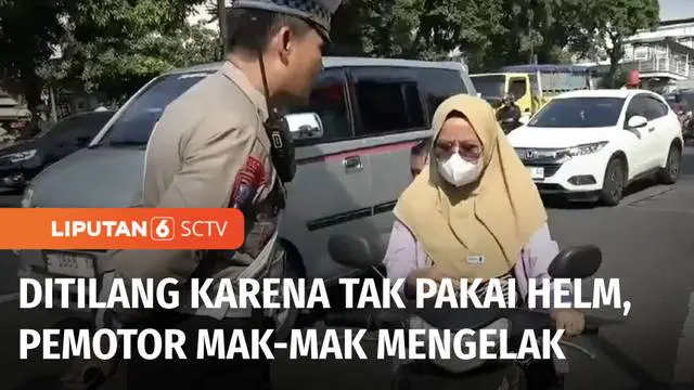 VIDEO: Gak Pakai Helm, Pemotor Ibu-Ibu ini Malah Ngelak saat Terjaring Razia Patuh Jaya