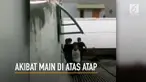 Seorang bocah terjatuh ke dalam rumah warga akibat bermain di atas atap.