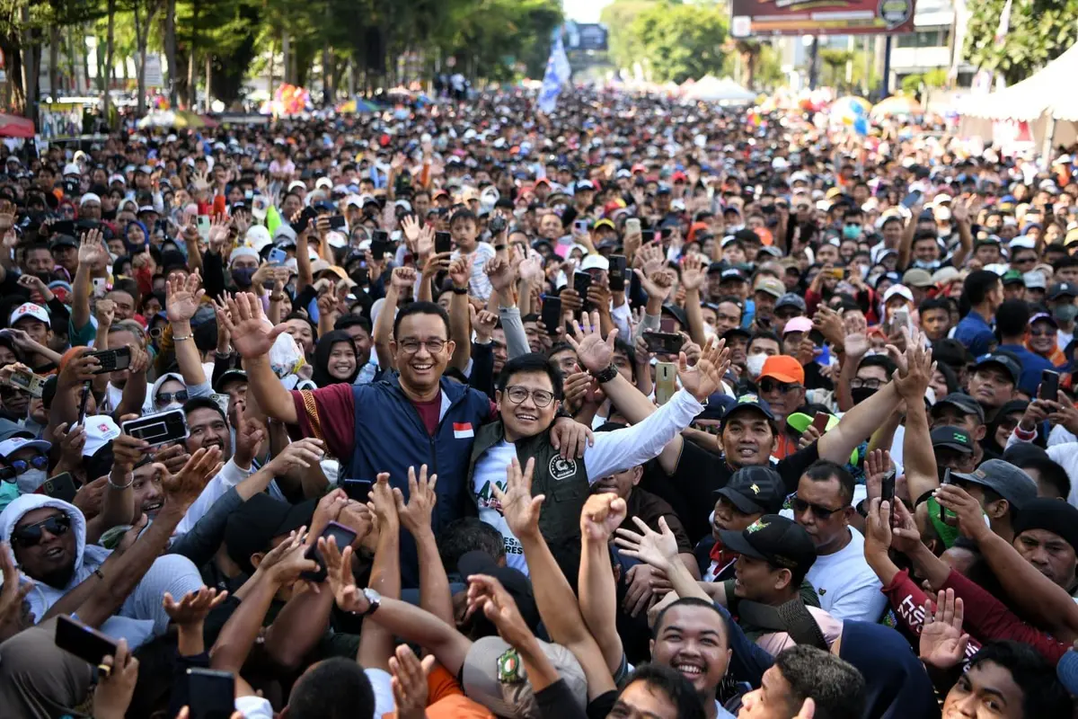 Duet Anies-Cak Imin (AMIN) Disambut Lautan Massa di Makassar