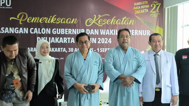 Pasangan bakal calon gubernur dan bakal calon wakil gubernur DKI Jakarta dari PDI Perjuangan Pramono Anung-Rano Karno melaksanakan tes kesehatan di RSUD Tarakan pada hari ini, Jumat (30/8/2024).