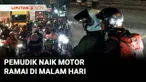 Pemudik yang menggunakan sepeda motor semakin ramai meninggalkan kawasan Jakarta dan sekitarnya. Kemacetan pun terjadi di jalan raya Kalimalang pada Rabu malam.