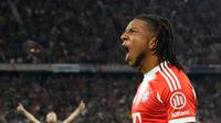 Selebrasi&nbsp;Michael Olise dalam laga Bayern Munchen vs Chelsea di Liga Champions 2025/2026, Kamis (18/9/2025). (AP Photo/Martin Meissner)