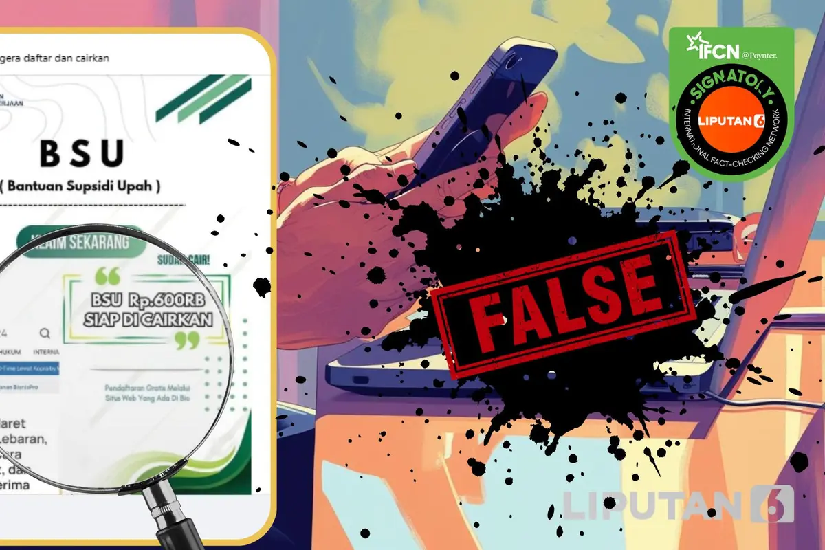 Tangkapan layar Cek Fakta Liputan6.com mendapati klaim link pendaftaran BSU jelang Lebaran