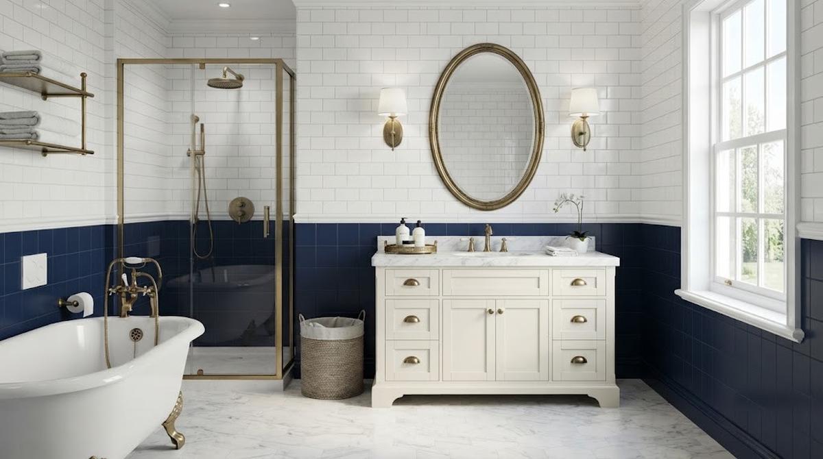 Warna Biru Navy dan Putih Bersih