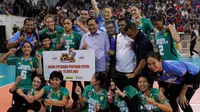 Tim putri Jakarta Elektrik PLN juara putaran pertama kompetisi bola voli Proliga 2017. (Proliga)