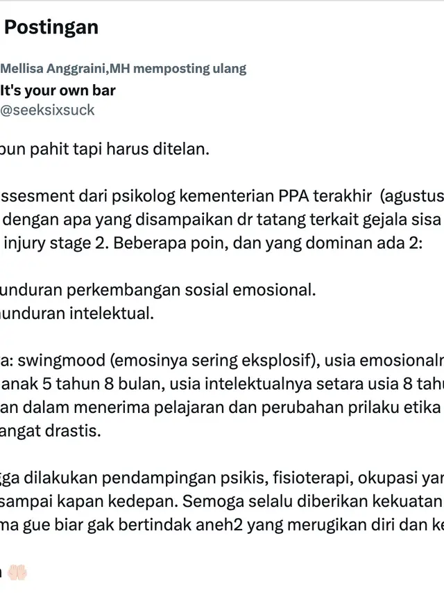 Unggahan Jonathan Latumahina ayah David Ozora. (Foto: Dok. Twitter @seeksixsuck)