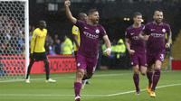 Penyerang Manchester City, Sergio Aguero. (Nigel French/PA via AP)