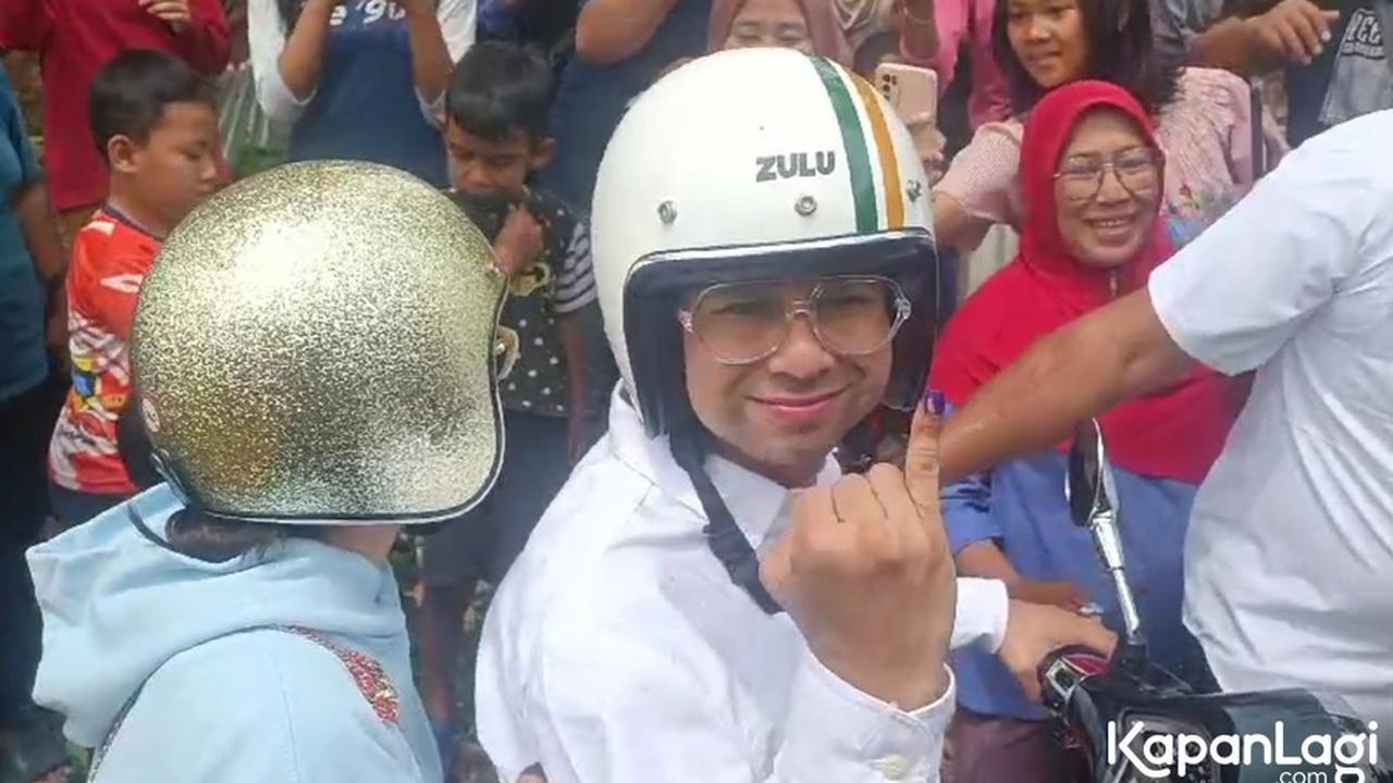 Ikutan Nyoblos, Raffi Ahmad dan Nagita Slavina Naik Vespa ke TPS