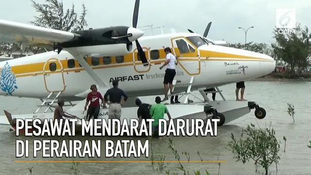 VIDEO: Pesawat Amfibi Mendarat Darurat di Batam