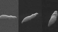 Citra radar dari asterois 2003 SD220, yang tampak berbentuk hippopotamus, terekam pada 15 - 17 Desember 2018. (Supplied: NASA)