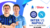 Nonton Live Streaming Serie A Pekan Ke-20: Inter Milan vs Napoli, Tayang di Vidio