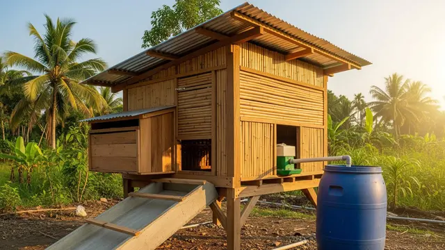 desain kandang ayam yang menghasilkan biogas skala kecil