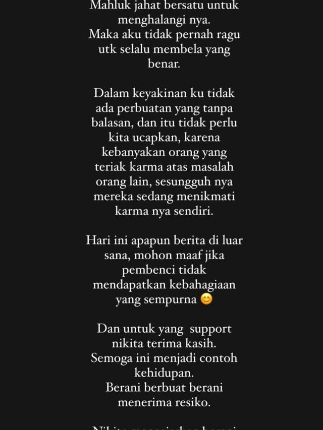 Unggahan Fitri Salhuteru soal Nikita Mirzani. (Foto: Dok. Instagram @fitri_salhuteru)