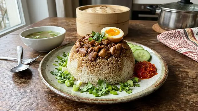 Nasi Tim Ayam yang Lembut dan Gurih