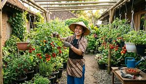 Cara membuat kebun tomat gantung anti roboh saat angin kencang. [Foto: Gemini]
