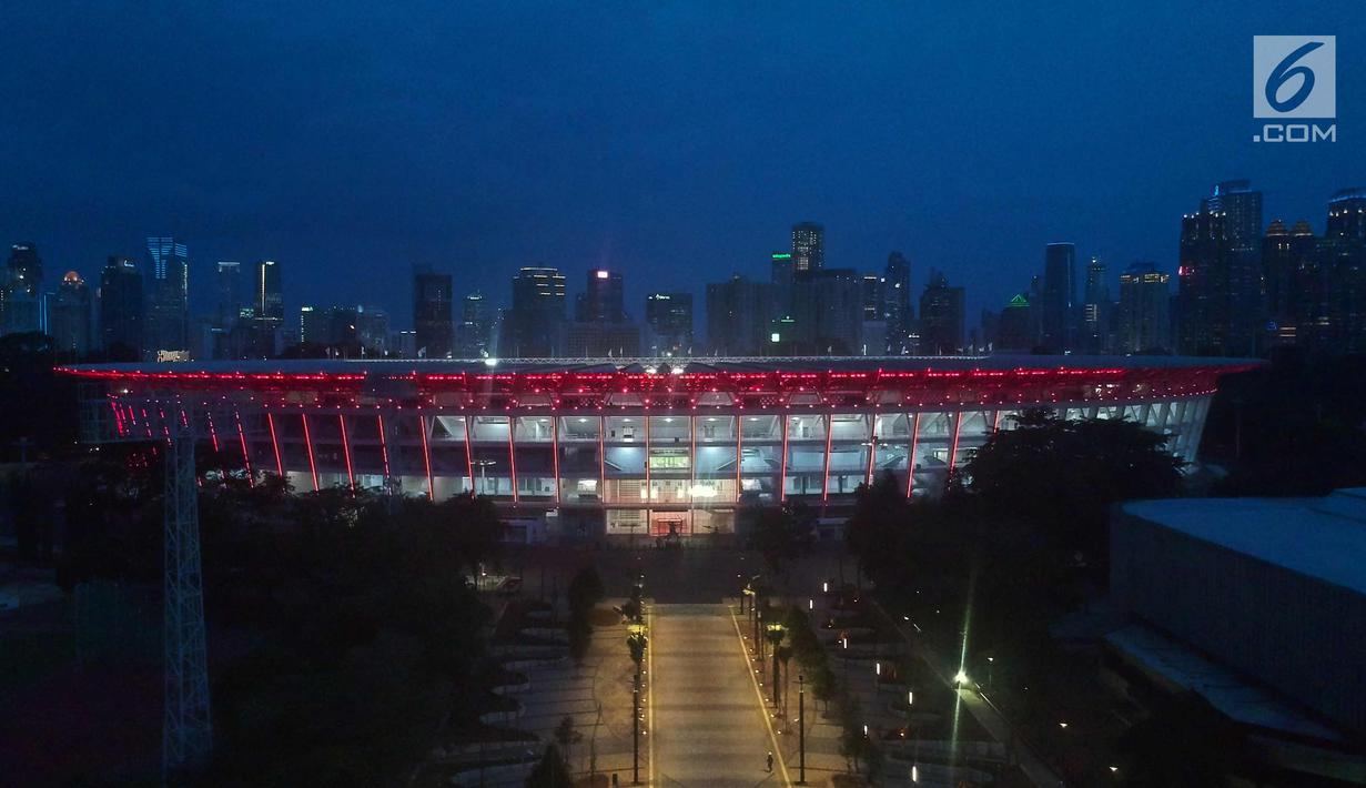 Foto Megah Ini Stadion Gbk Yang Bermandikan Cahaya Lampu