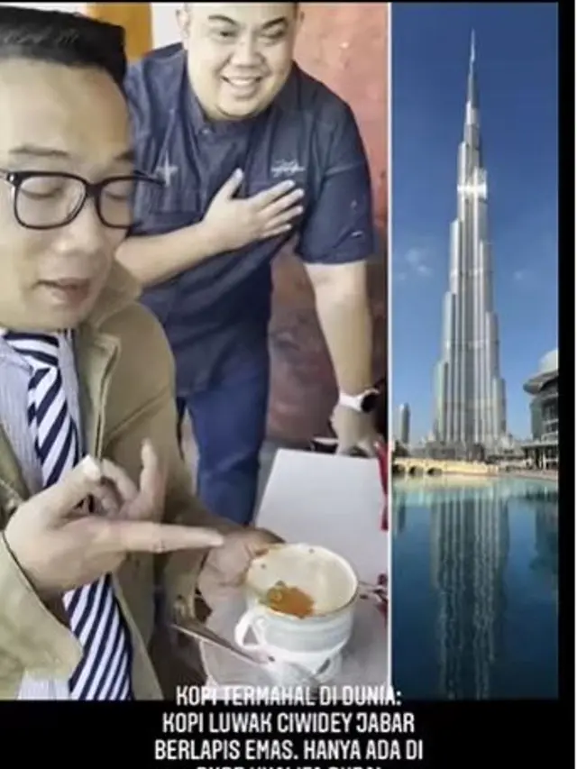 Ridwan Kamil Minum Kopi Berlapis Emas di Burj Khalifa, Ternyata dari Jawa Barat